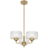 Telbix Moreno II 3 Light Modern Drum Pendant with Ribbed Glass Shade | Antique Gold