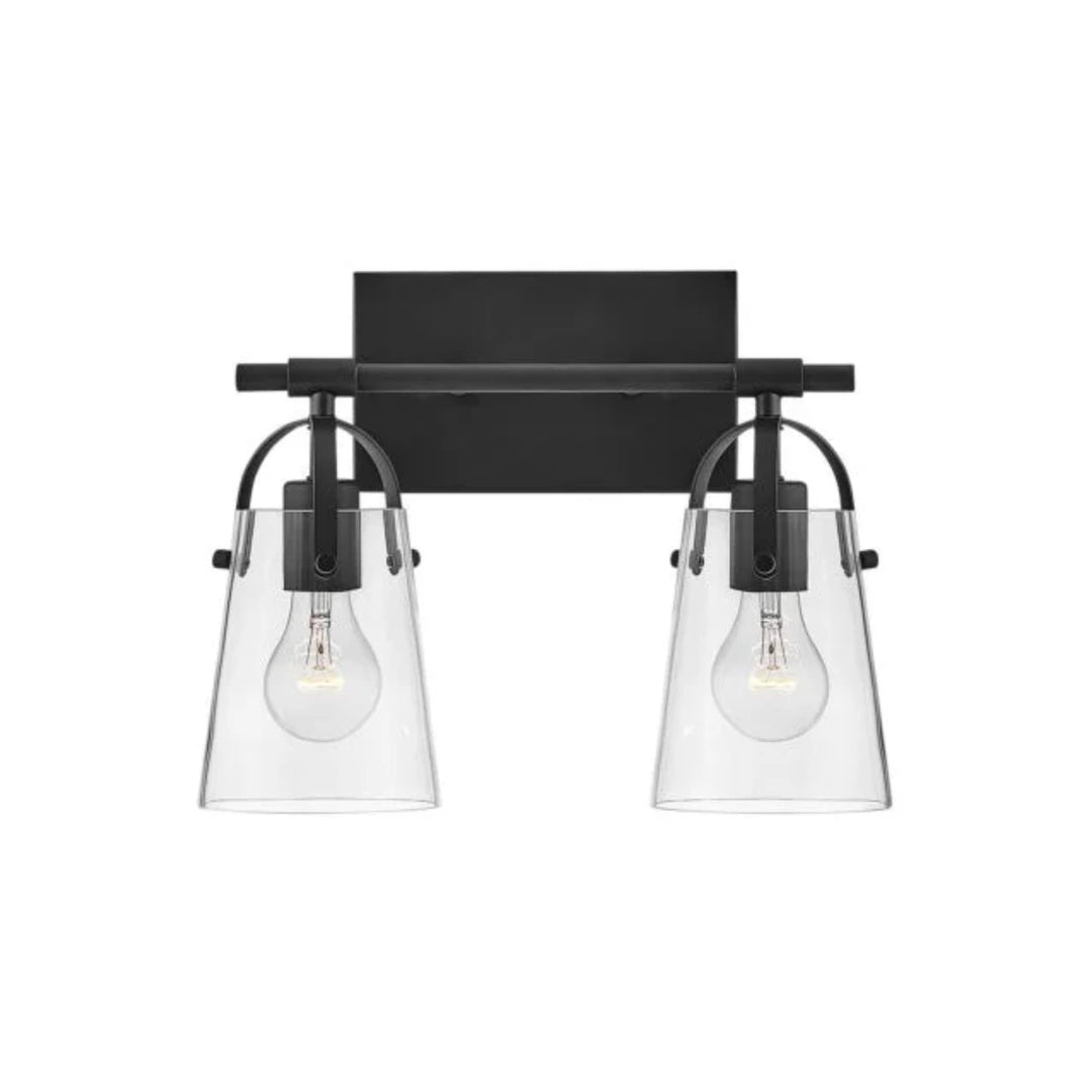 Hinkley Foster 2 Light Modern Glass Wall Light | Black