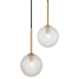 Telbix Gaston Antique Gold 2 Light Pendant Light | Clear Prism