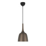 Telbix Polk Brushed Bronze & Black Shade Pendant Light (E27) | Small