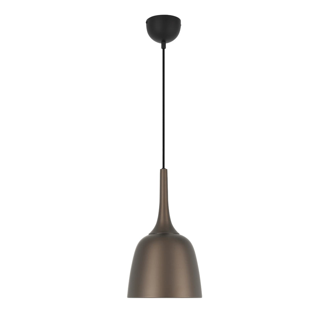 Telbix Polk Brushed Bronze & Black Shade Pendant Light (E27) | Small