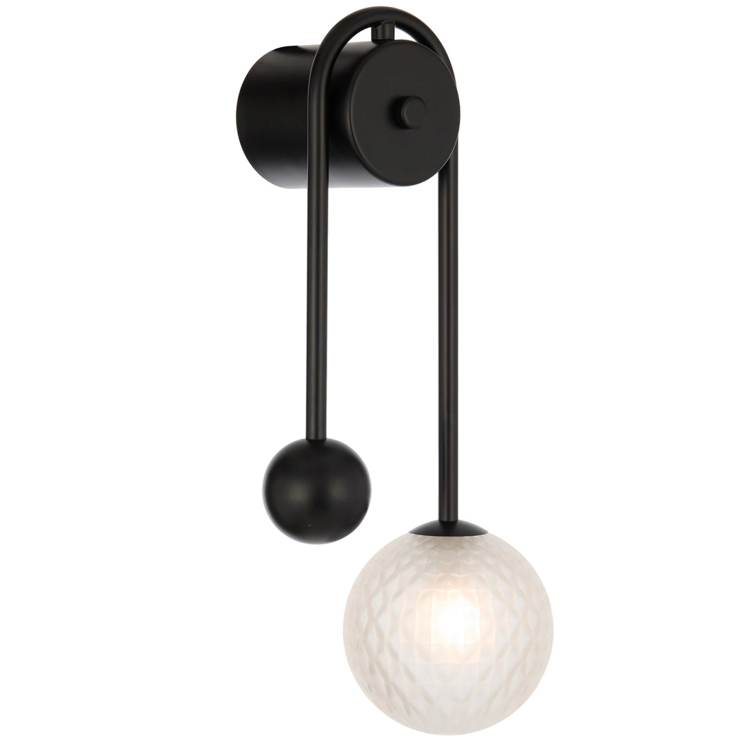 Telbix Felton Arm Wall Light | Black and Frost Tear