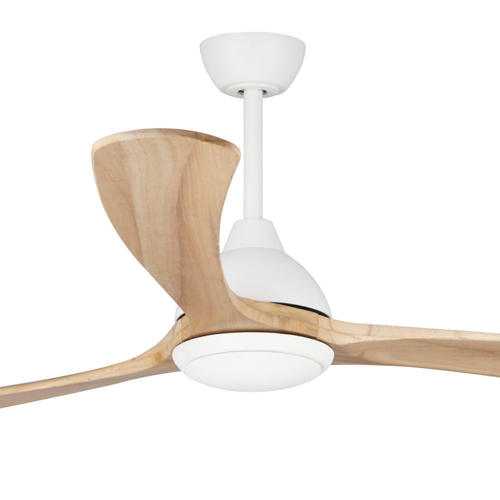 Fanco Sanctuary DC 92" Solid Timber Blade Indoor/Outdoor Ceiling Fan with 24w LED CCT Light and Remote | White & Natural