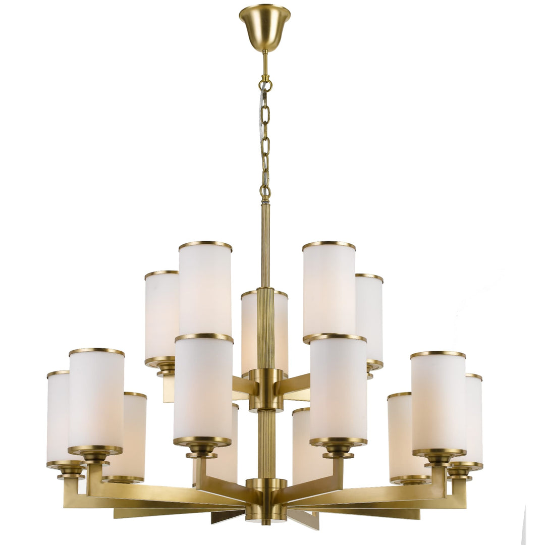 Telbix Ahern Brass and Opal Glass Pendant | 15 Light