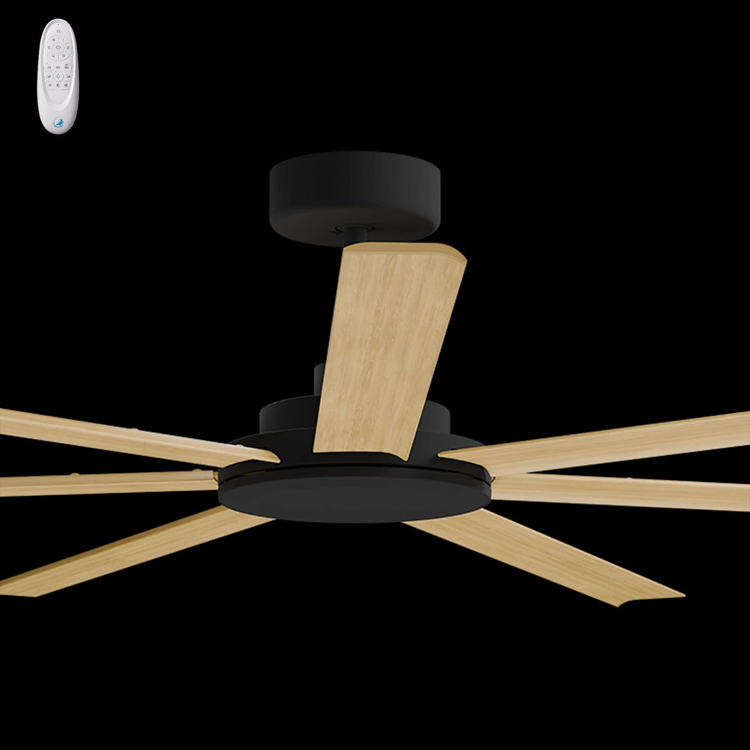 Calibo Alula 80" (2032mm) 7 Blade Indoor/Outdoor DC Ceiling Fan & Remote | Black & Bamboo