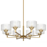 Telbix Moreno II 8 Light Modern Drum Pendant with Ribbed Glass Shade | Antique Gold