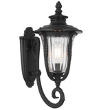 Telbix Ramiro Large Classic Lantern-Style Outdoor Wall Light with Textured Glass | Black