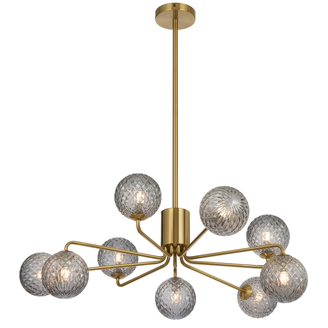 Telbix Antique Gold Felton 9 Light Pendant | Smoke Tear