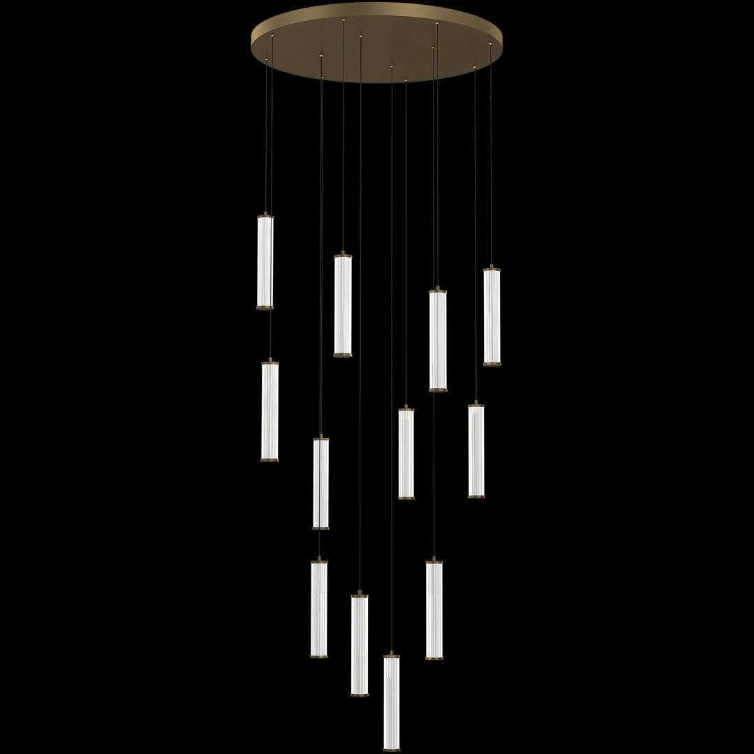 Calibo Charm Modern Fluted 12 Light Cluster Pendant Light | Brass