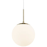 Nordlux Grant Globe Opal Glass Pendant with Brass Accent | Medium