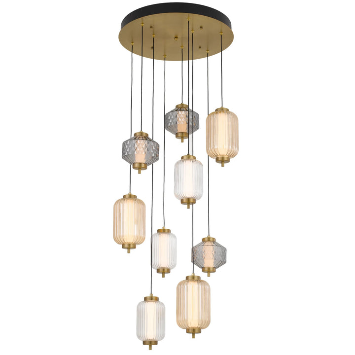 Telbix Torso 9 Light LED Pendant Light | Brass
