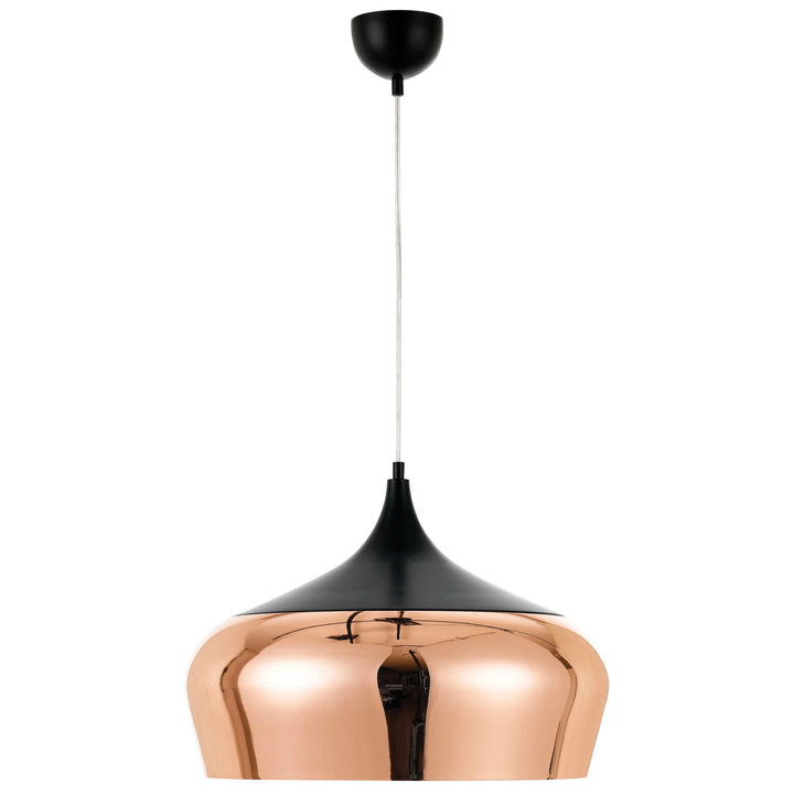 Telbix Polk Copper Shade With Black Pendant Light (E27) | Large