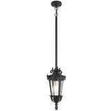 Telbix Pedral Classic Outdoor Lantern Pendant with Textured Glass and Multiple Suspension | Black