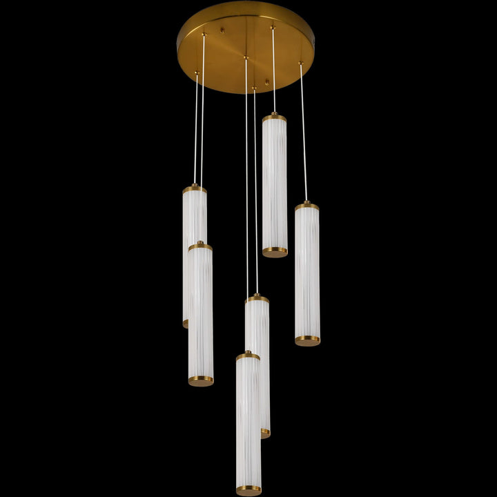 Calibo Charm Modern Fluted 6 Light Cluster Pendant | Brass