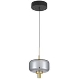 Telbix Volen 1 Light LED Pendant | Black and Smoke