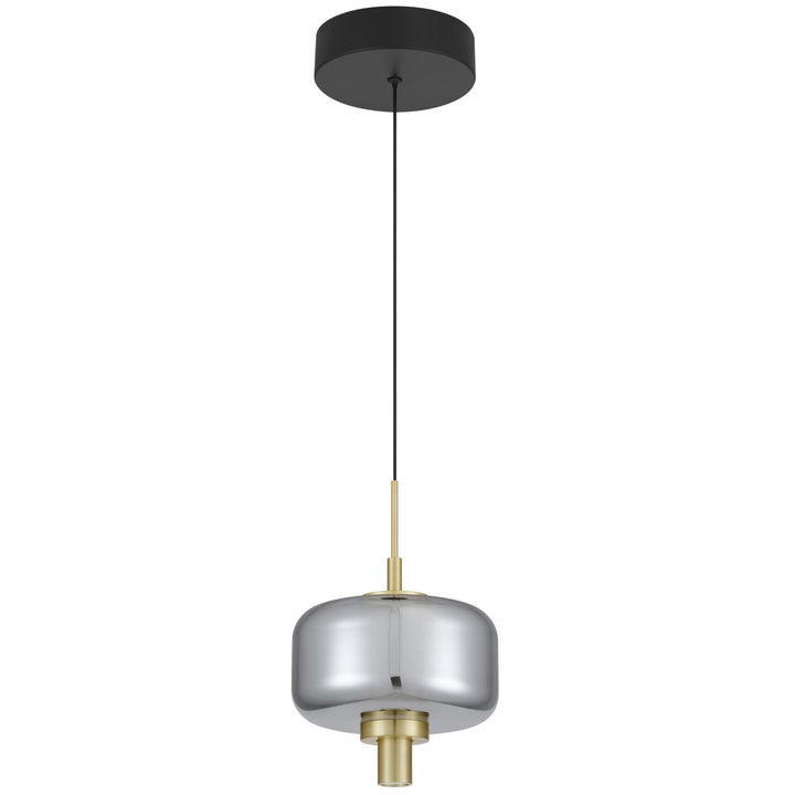 Telbix Volen 1 Light LED Pendant | Black and Smoke