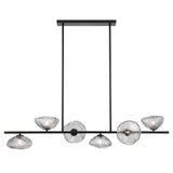 Telbix Zecca 6 Light Bar Pendant | Black & Smoke Glass