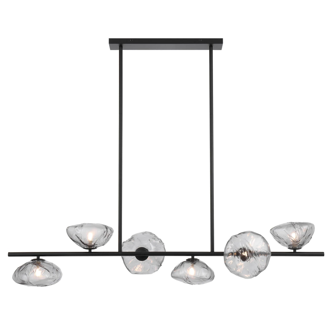 Telbix Zecca 6 Light Bar Pendant | Black & Smoke Glass