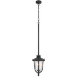 Telbix Ramiro Classic Outdoor Lantern Pendant with Textured Glass and Multiple Suspension | Black
