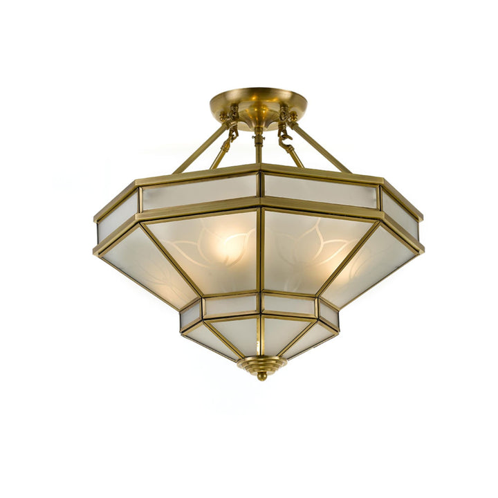 Telbix Howard 4 Light CTC Light (E27) | Antique Brass and Frosted Glass