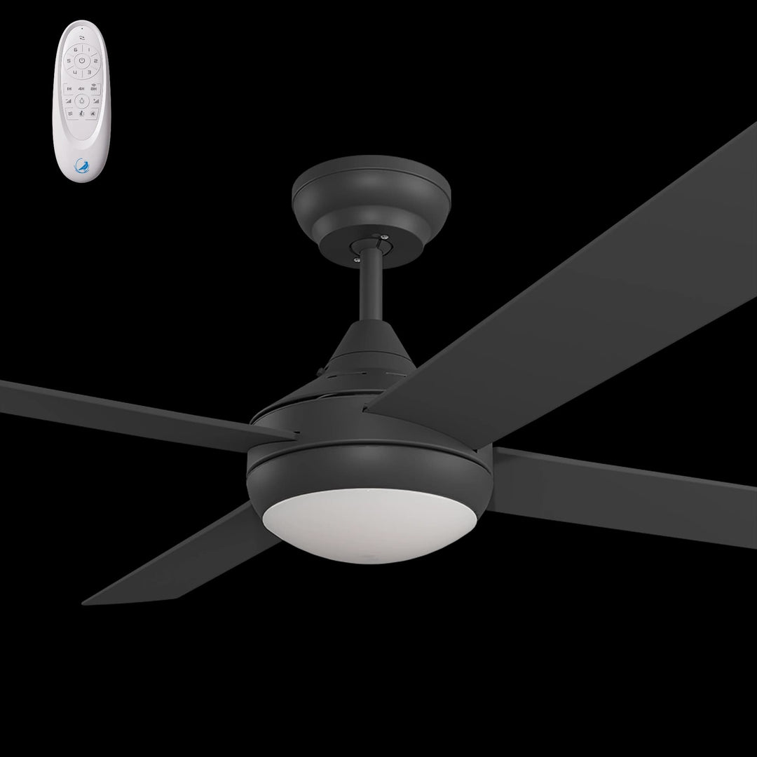 Calibo Kestrel 52" (1320mm) Indoor/Outdoor DC Ceiling Fan with 18W CCT LED Light & Remote | Black