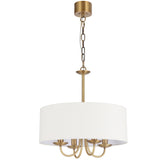 Telbix Shiron Soft Fabric Drum Shade 4 Light Pendant | Brass