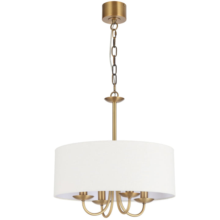 Telbix Shiron Soft Fabric Drum Shade 4 Light Pendant | Brass