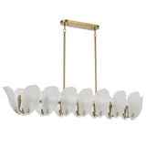Telbix Monte 16-Light Rectangular Pendant with Frosted Glass Leaf Motif | Brass