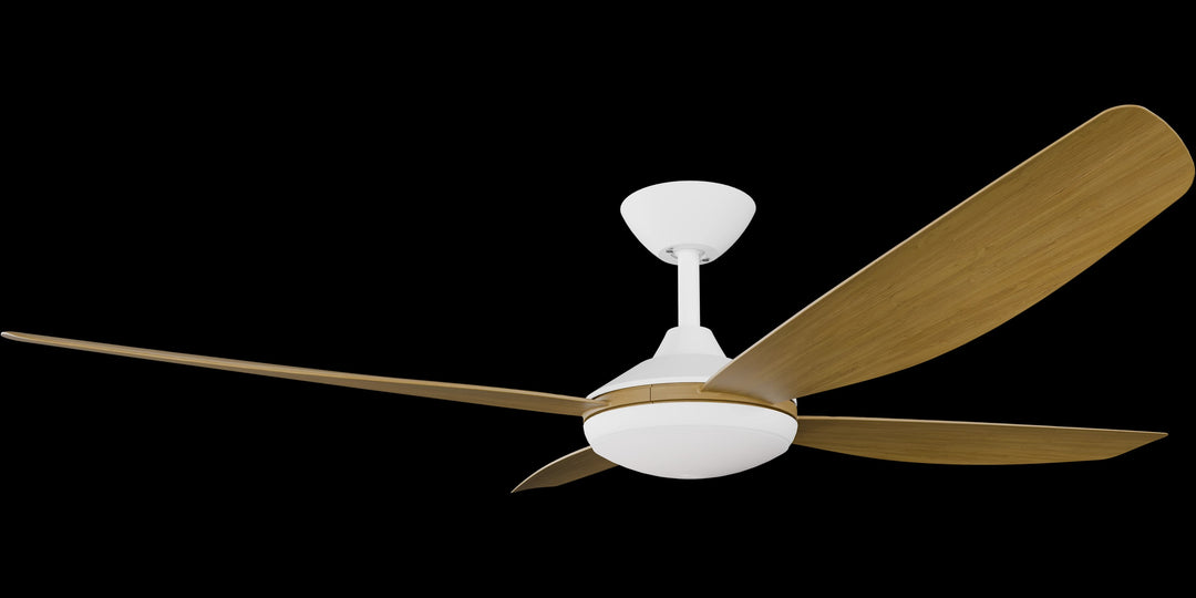 Calibo Vanga 56" DC Smart Ceiling Fan with LED Light and Remote Control | White and Teak