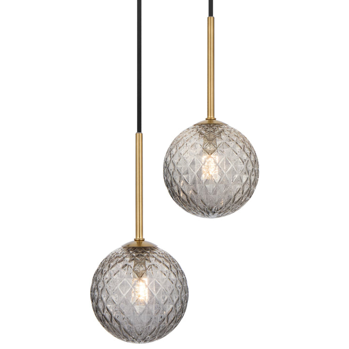 Telbix Gaston Antique Gold 2 Light Pendant Light | Smoke Tear