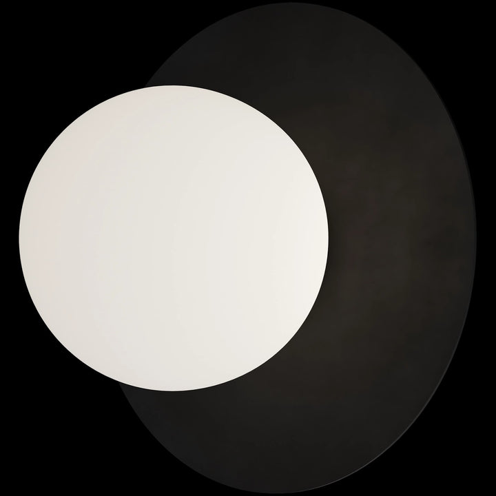Calibo Crest Opal Glass 120mm Orb Wall Light Round Plate 200mm | Black
