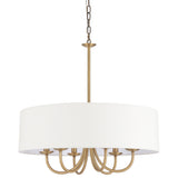 Telbix Shiron Soft Fabric Drum Shade 6 Light Pendant | Brass
