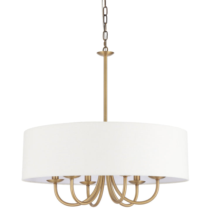 Telbix Shiron Soft Fabric Drum Shade 6 Light Pendant | Brass