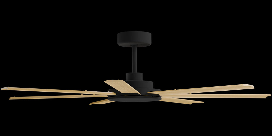 Calibo Alula 60" (1524mm) 7 Blade Indoor/Outdoor DC Ceiling Fan & Remote | Black & Bamboo