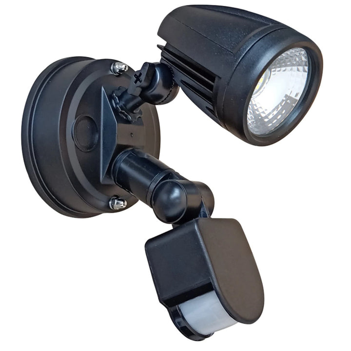 Telbix Illume Single Exterior Security Spotlight with Sensor | Black