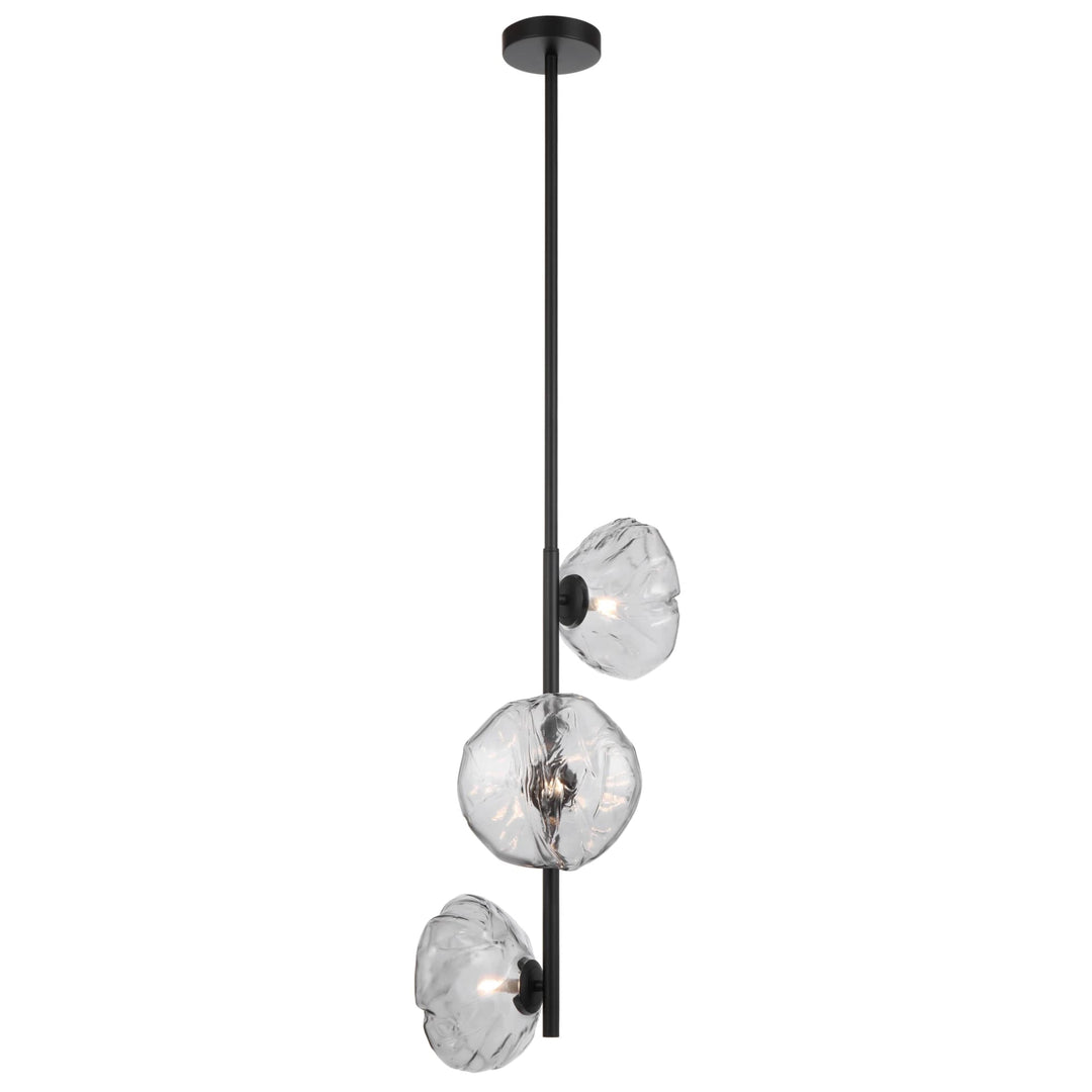 Telbix Zecca 3 Light Vertical Pendant | Black and Smoke