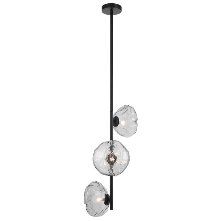 Telbix Zecca 3 Light Vertical Pendant | Black and Smoke