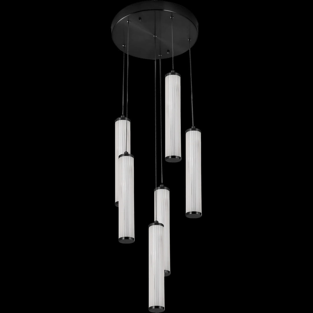 Calibo Charm Modern Fluted 6 Light Cluster Pendant | Black