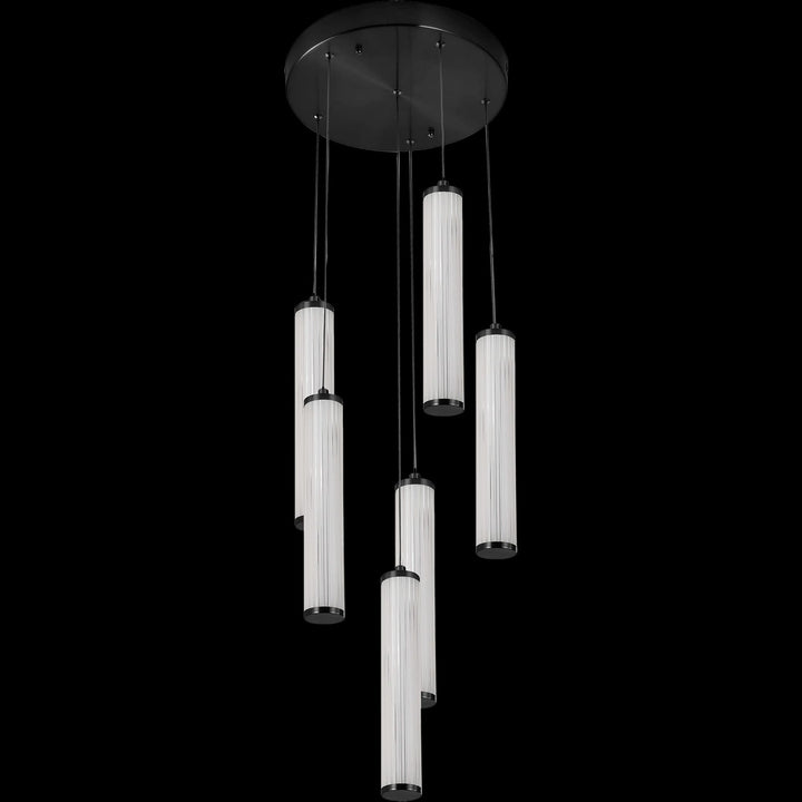 Calibo Charm Modern Fluted 6 Light Cluster Pendant | Black