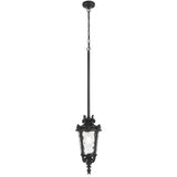 Telbix Pedral Large Outdoor Lantern Pendant with Textured Glass and Multiple Suspension | Black