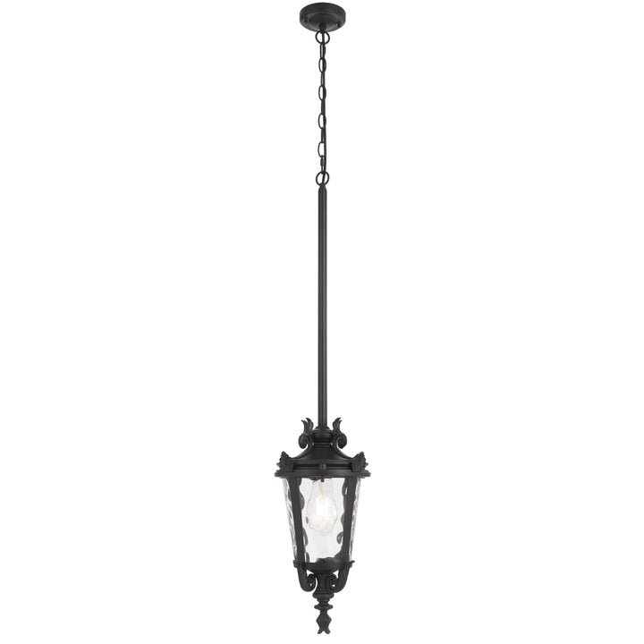 Telbix Pedral Large Outdoor Lantern Pendant with Textured Glass and Multiple Suspension | Black