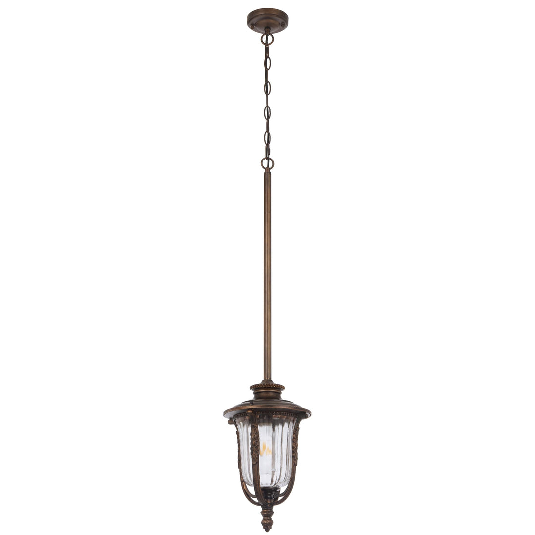 Telbix Ramiro Classic Outdoor Lantern Pendant with Textured Glass and Multiple Suspension | Bronze