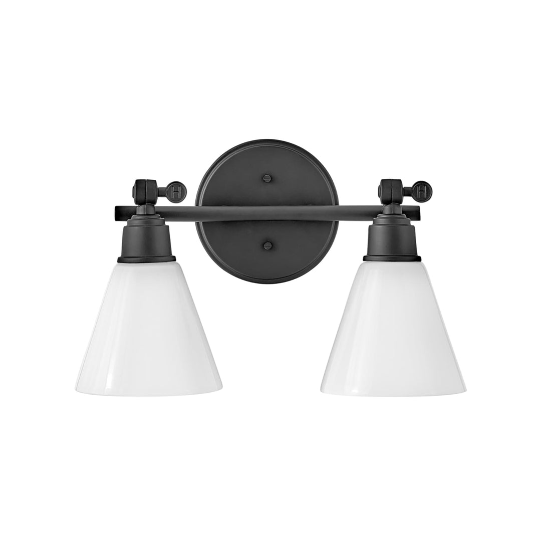 Hinkley Arti 2 Light Adjustable Wall Sconce w/Opal Glass | Black