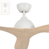Fanco Breeze 52" AC Ceiling Fan with Wall Controller | White and Beechwood