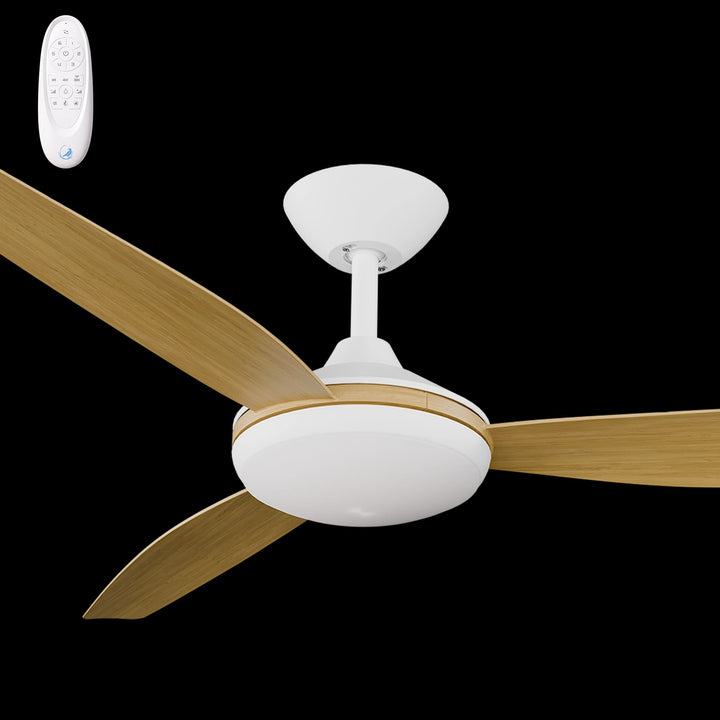 Calibo Condor 56" DC Smart Ceiling Fan with LED Light and Remote Control | White and Bamboo