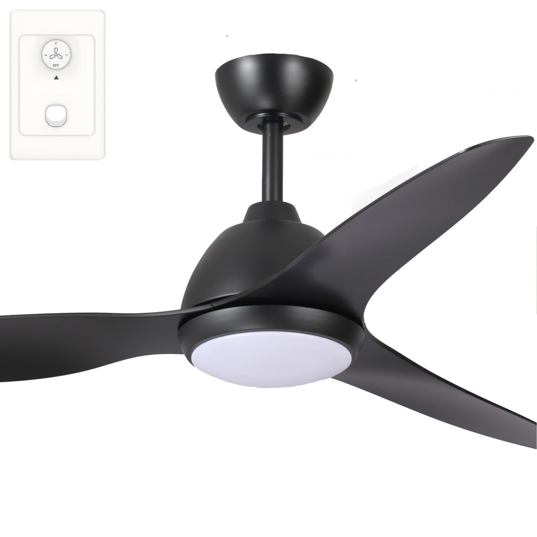 Fanco Breeze 52" AC Ceiling Fan With LED Light and Wall Control | Black