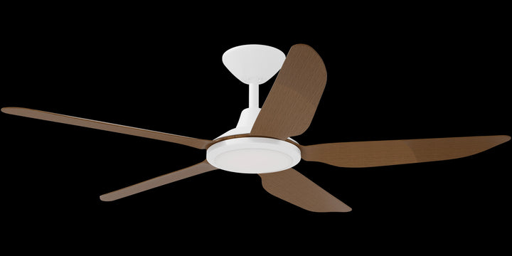 Calibo Storm 52" (1320mm) 5 Blade 18W Tricolour LED Light Indoor/Outdoor DC Ceiling Fan & Remote | White & Koa