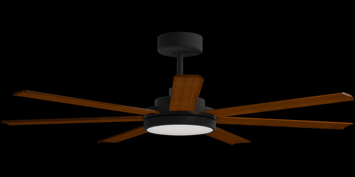 Calibo Alula 60" (1524mm) 7 Blade Indoor/Outdoor DC Ceiling Fan with 24W Light & Remote | Black & Koa