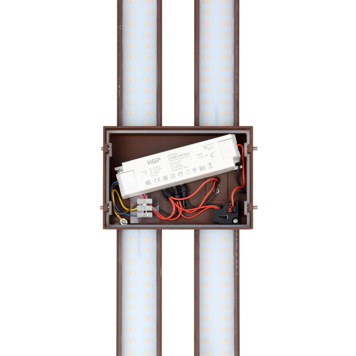 Telbix Ebiza Twin Slimline Tricolour LED Exterior Wall Light | Rust