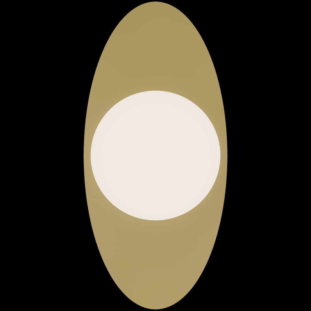 Calibo Crest Opal Glass 120mm Orb Wall Light Oval Plate 300mm | Brass